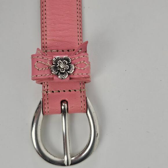 VTG pink Fossil leather belt bow detail size XL 1 " wide classic - Picture 5 of 6